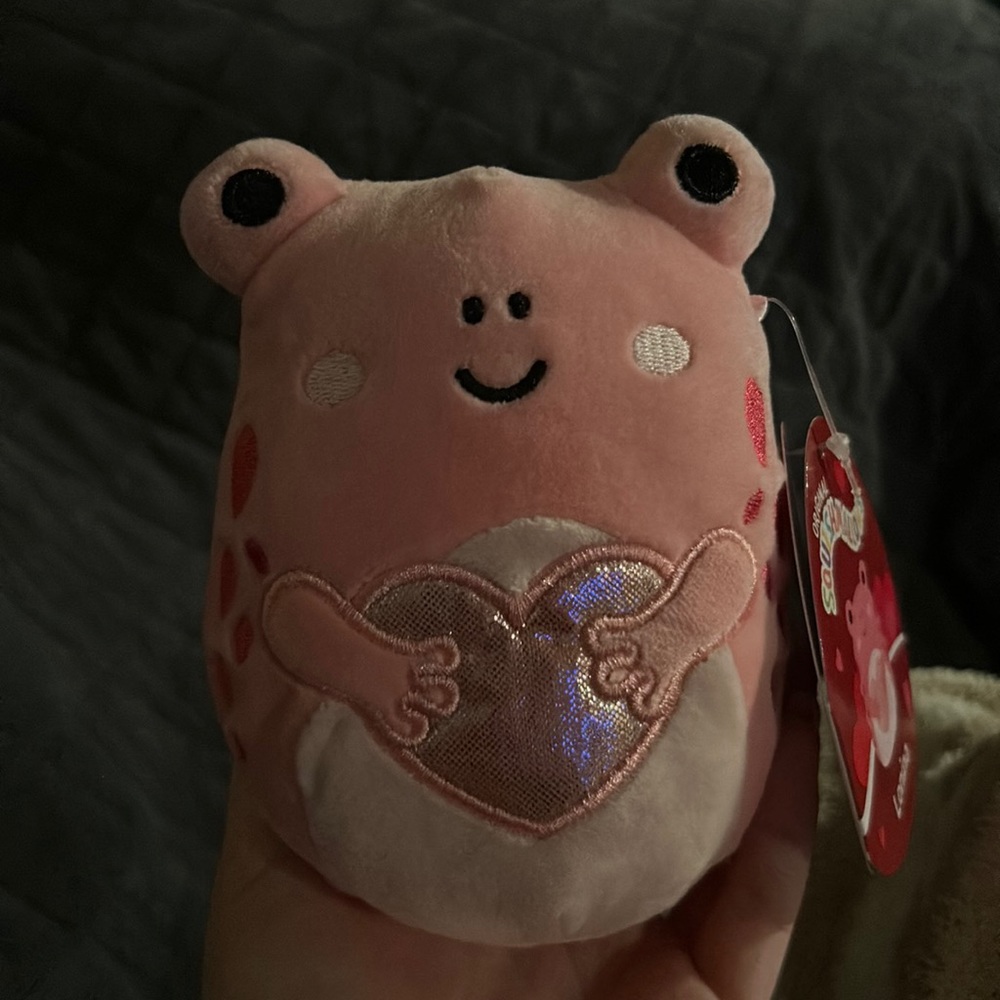 5” Lonina Valentine’s Day frog squishmallow heart belly pink